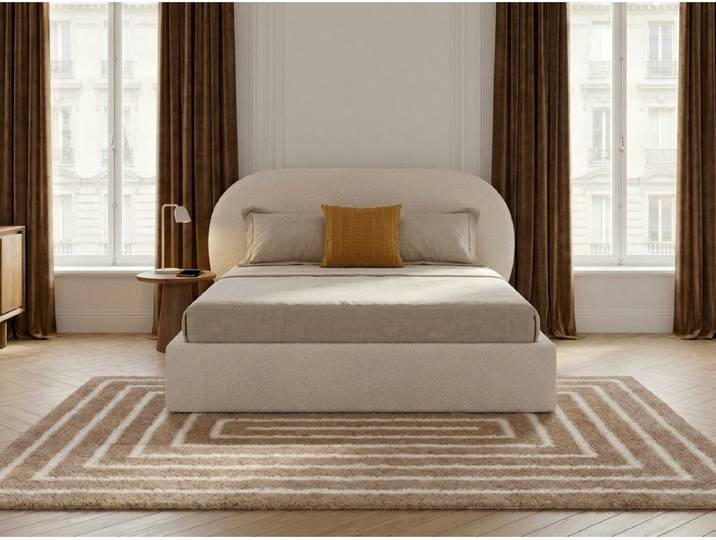 Lit coffre SELIN tissu bouclette 160x200