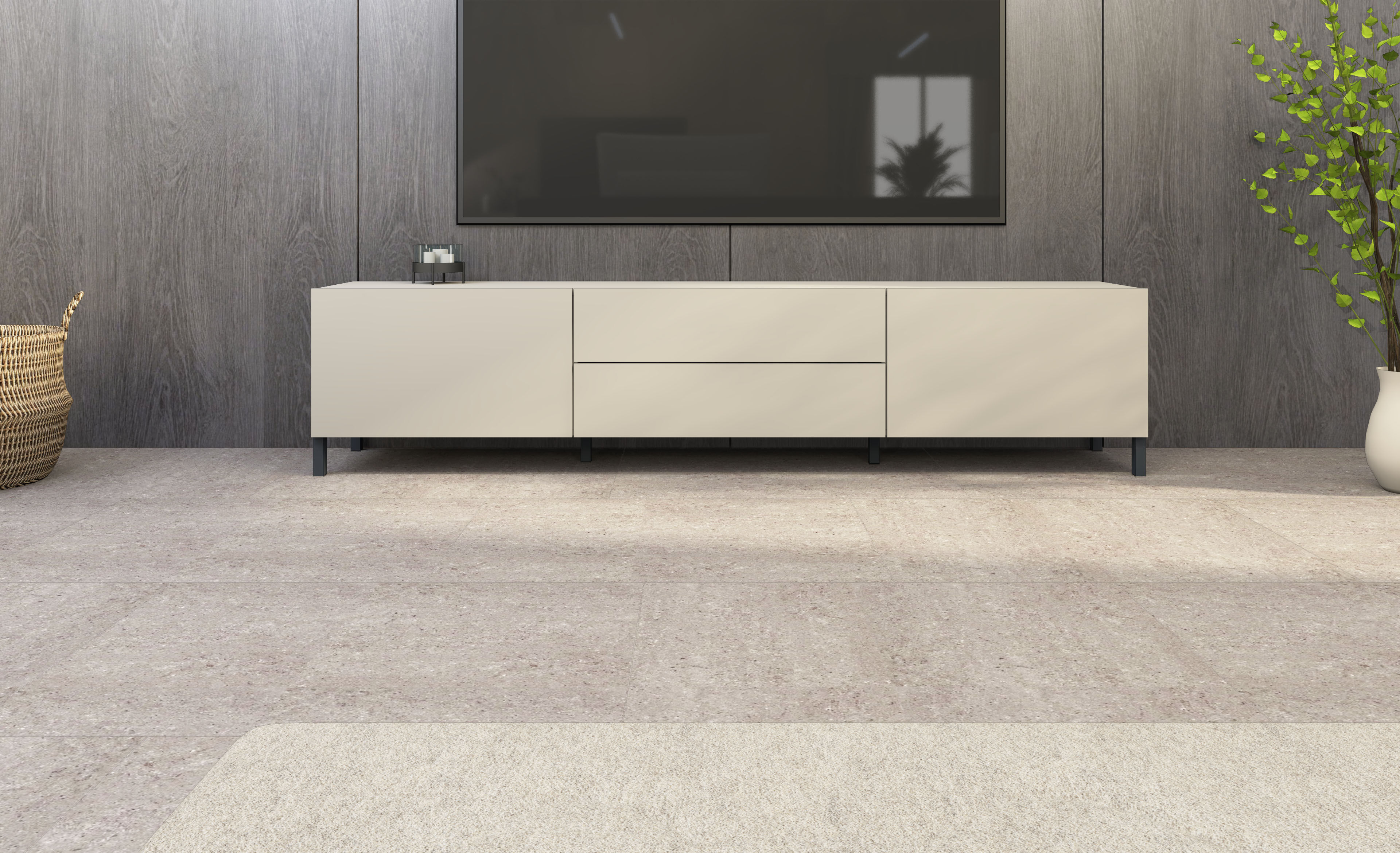 Lowboard BORCHARDT MÖBEL "Sophia, TV-Schrank mit Metallfüssen, Breite 200 cm", beige (kaschmir), B:200cm H:45cm T:35cm, Holzwerkstoff, Sideboards, Lowboard, Variante hängend unter "mehr aus der Serie" zu finden kaschmir B/H/T: 200cm x 45cm x 35cm, 2 Stk.