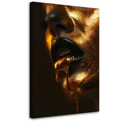 LEINWANDBILD Frau Mund Gold 70x100cm