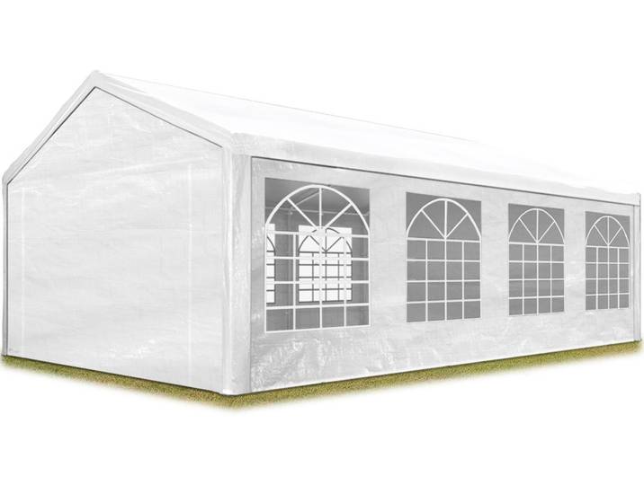 TOOLPORT Tente de réception 4x8 m pavillon Blanc bâche PE 350 N imperméable Tente de Jardin