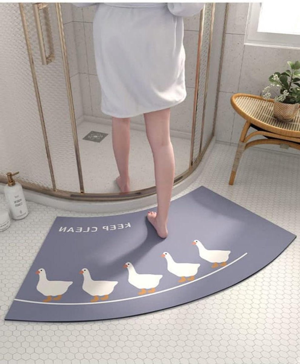 Gebogen Douchemat - Halfronde Badmat met Eend - 100 cm