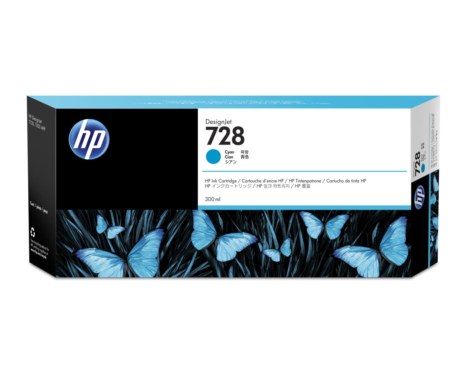 HP Inc. HP Original 728 Druckerpatrone - cyan (F9K17A)