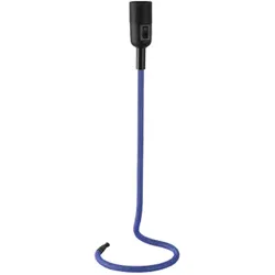 Tischlampe blau Tischleuchte Beistelllampe Textil Retro Wohnzimmerlampe, Kabel Design blau,1x E27, DxH 15 x 46,5 cm