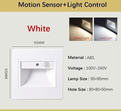 Inspired Finds Smart Motion Sensor Recessed Stair & Wall Light With Voice Activation motion Sensor Gold 3w warm White (2700 3500k)