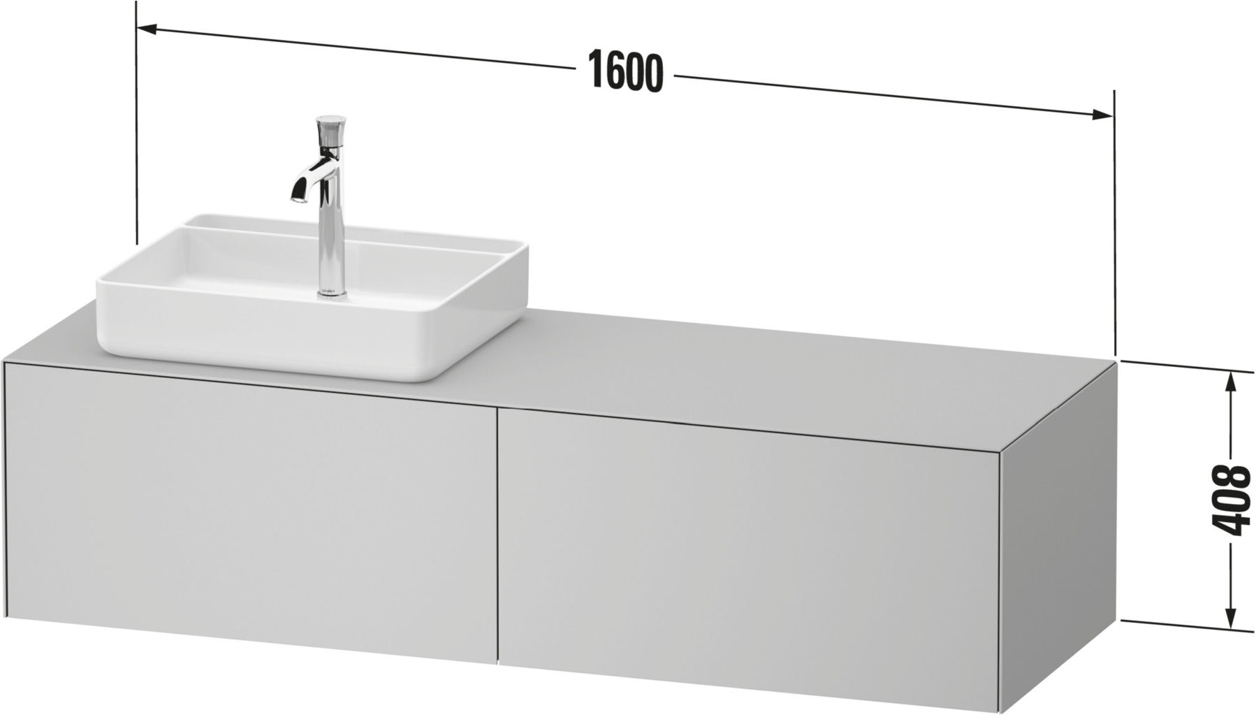 Duravit Waschtischunterschrank White Tulip 160x55cm, Be L, st-g g, k Ei/o Beleucht. (WT4864LH2H20000)