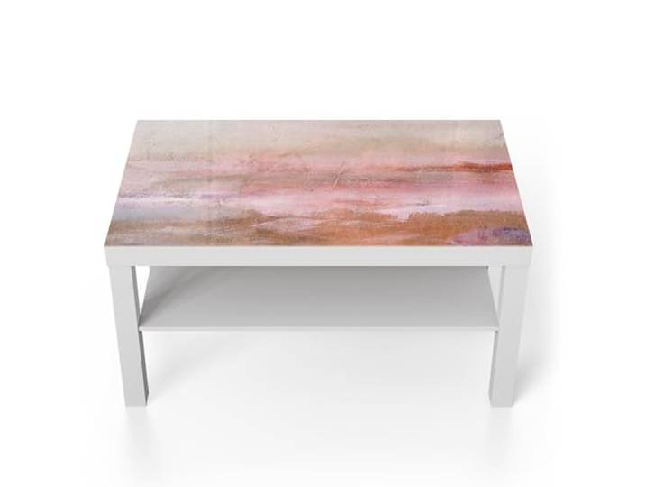 DEQORI Glastisch weiß groß 90x50 cm Motiv Pastell-Horizont ausgefallener Beistelltisch aus Glas Hochglanz Couchtisch fürs Wohnzimmer moderner Couch Tisch mit Design