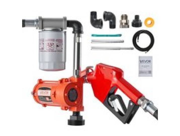 VEVOR Kraftstoffpumpe, 12 V DC, 37 L/min, Dieselpumpen-Set, mit automatischer Abschaltdüse, Förderschlauch, Überhitzungsschutz, Stromkabel, explosionsgeschützt, für Benzin, Diesel & Kerosin
