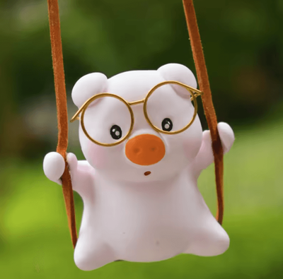 Inspire Curations Cute Pink Swing Pig Rearview Mirror Car Pendant qb003 002
