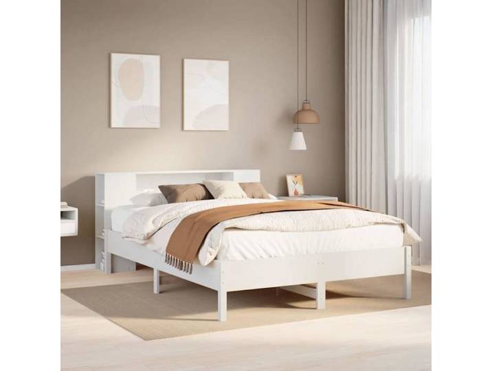 Lit bibliothèque sans matelas blanc 160x200 cm bois pin massif 3322826