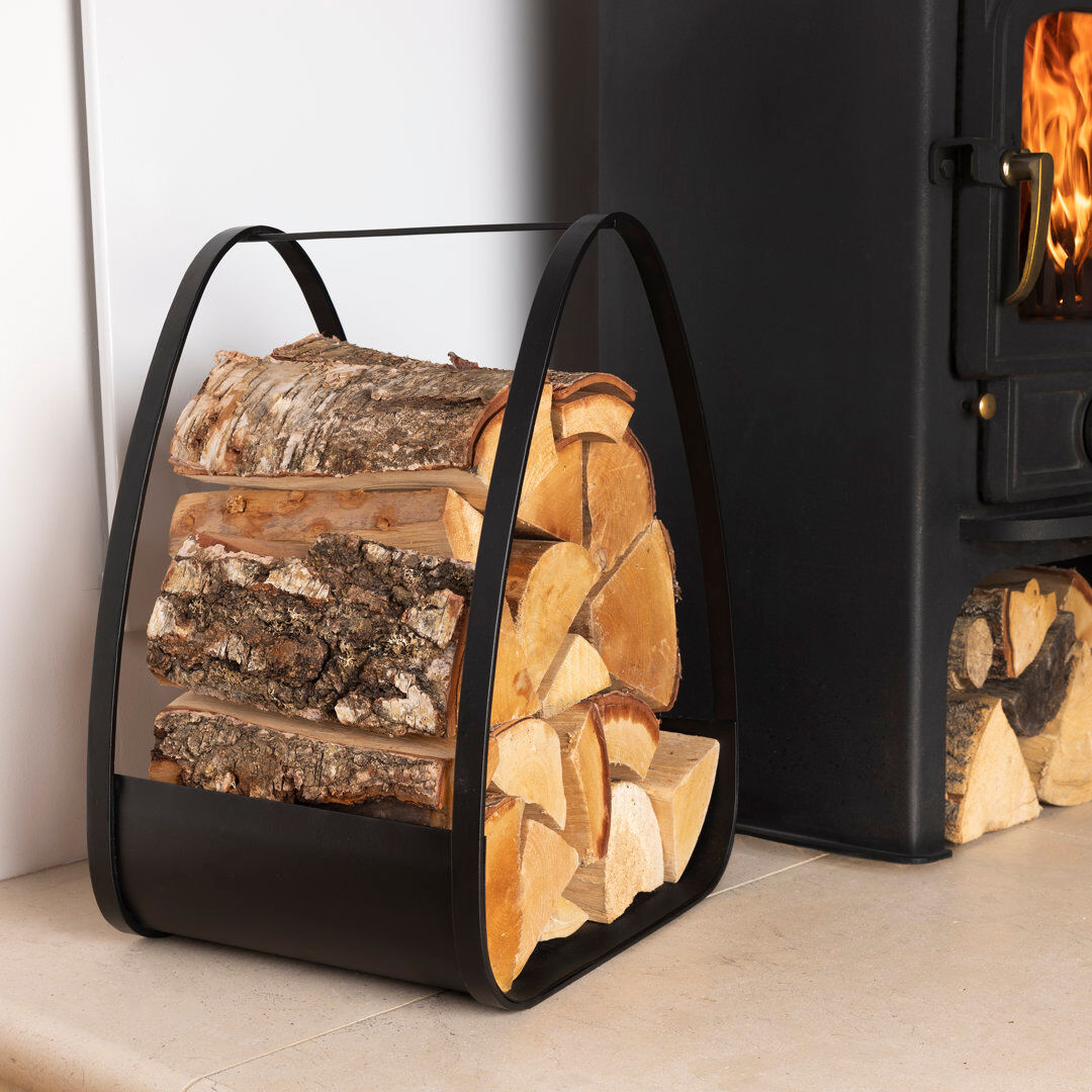 Charles Bentley Amatista Iron and Metal Log Carrier Black