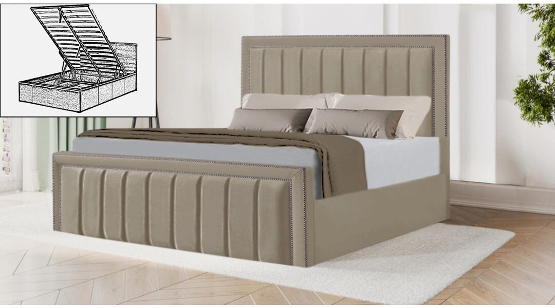 Brayden Studio Luciana Upholstered Velvet Lift Up Storage Ottoman Bed Coffee Single (3')