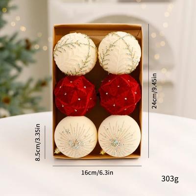 Inspired Living Premium Flocked Christmas Ball Ornaments Elegant Christmas Tree Decorations & Window Display Ornaments a