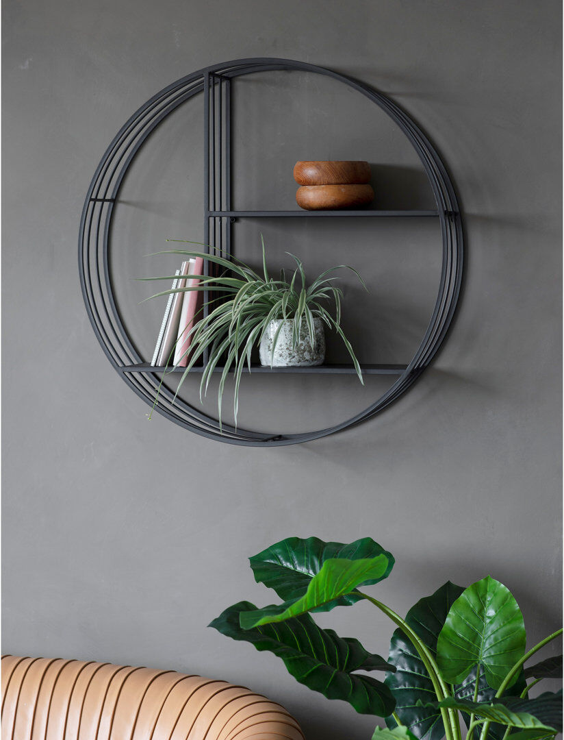 Hykkon Wingate 3 Piece Circle Metal Shelves Black 74cm H X 74cm W X 15.5cm D