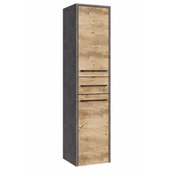 BADEZIMMERSCHRANK Florence mit 2 Türen Kastanien Eiche / Grau - 30 x 35 x 130 cm