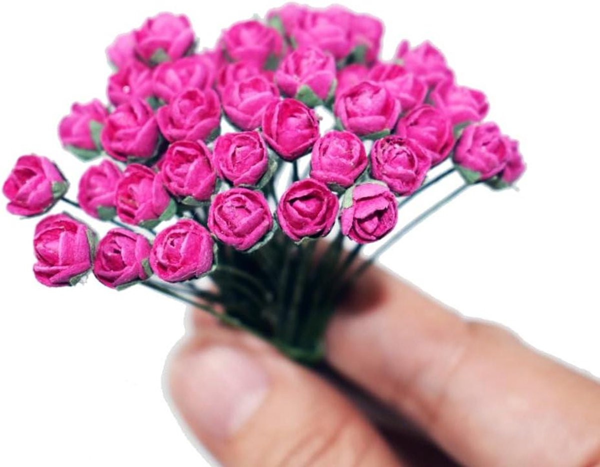 50 stuks Handgemaakte Mini Rozen Kunstbloemen van Papier in Gemengde Kleuren voor Knutselen en Decoratie