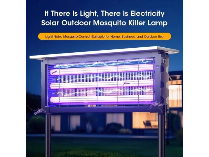Lampe anti-moustiques solaire JOYINLED à 3 tubes, piège à lumière UV, choc électrique, étanche, capteur de lumière automatique marche/arrêt, écologique