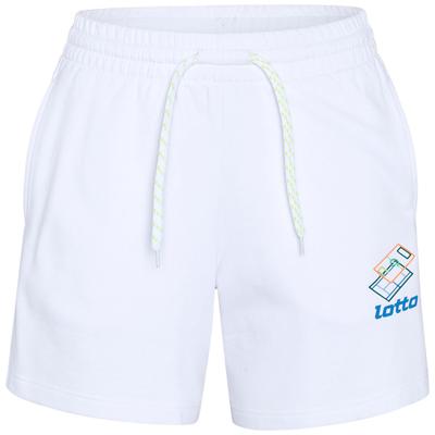 Sweatshorts LOTTO, Damen, Gr. S (36), Normalgrößen, weiß (hellweiß), 80% Cotton, 20% Polyester, unifarben, kurz, Hosen Sweatshorts, - mit urbanem Print in Neonfarben