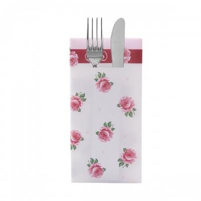Sovie HOME Besteckserviette Rosita in Bordeaux aus Linclass® Airlaid 40 x 40 cm, 12 Stück - Punkte Rosen