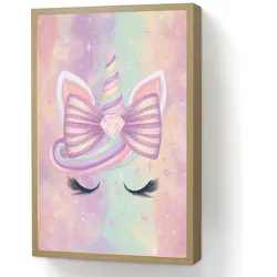 NACHTTISCHLAMPE MIT AKKU Einhorn - Glitzer - Regenbogen - Pastell 40x60 cm