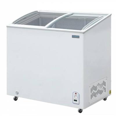 200 l professionelle Gefriertruhe – 2 Glasschiebetüren – Umluftkühlung, Rollen – Polar