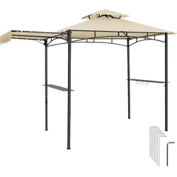 TecTake GmbH tectake Grillpavillon Maracaibo mit Markise wetterfest Winddach sandfarben 316x150x250 cm