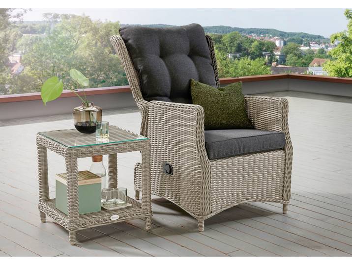 Gartenlounge-Set DESTINY CASA MERANO , weiß (vintage weiß, hellgrau), Obermaterial: 100% Polyester. Füllung: 100% Polyurethan, Sitzmöbel-Sets, Gartenlounge-Set, Aluminium, Polyrattan, Topseller