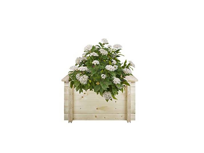 TIMBELA Hochbeet Holz - 58x58xH35 cm - Blumenbeet für Garten - Kräuterbeet - Pflanzkasten Holz - Hochbeet Balkon Garten Terrasse - Solid 28 mm Pine/Spruce Wood M616