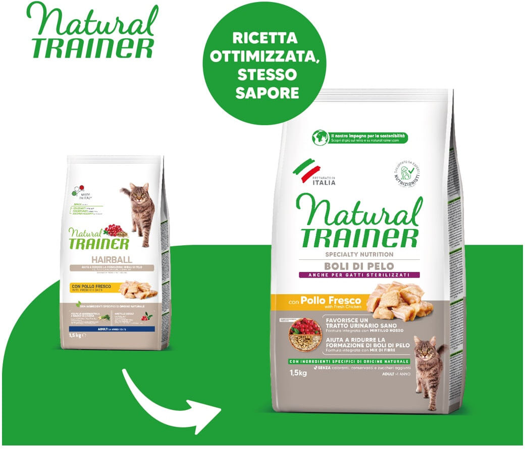 Natural Trainer Gatto Hairball Adult Pollo 1.5KG