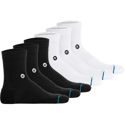 STANCE Unisex Quartersocken 6er Pack - Icon Quarter, Logo, Basic Schwarz/Weiß / 38-42