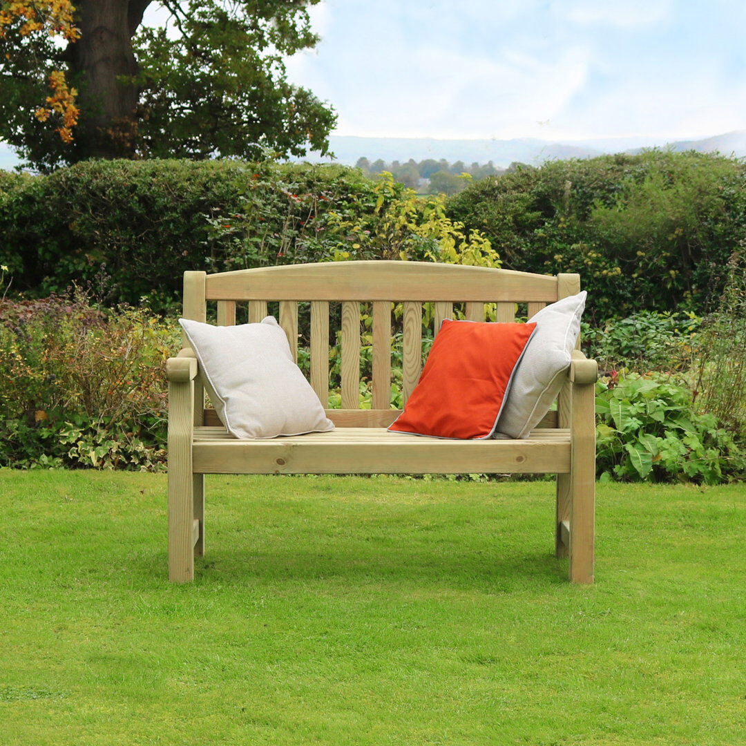 Dakota Fields Gosnold Solid Wood Outdoor Bench Natural H93.5 x W123 x D65.5cm