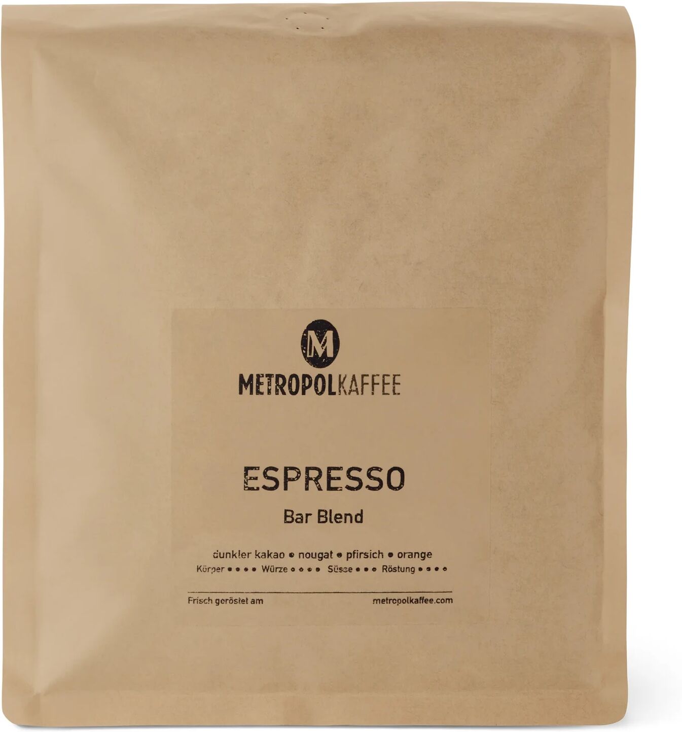 Metropol Kaffee - Bar Blend Espresso - 1 kg Ganze Bohne - Intensität: 4/6