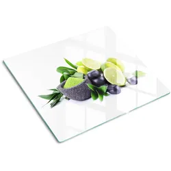GLASPLATTE 60x52 cm Kalk und Steine