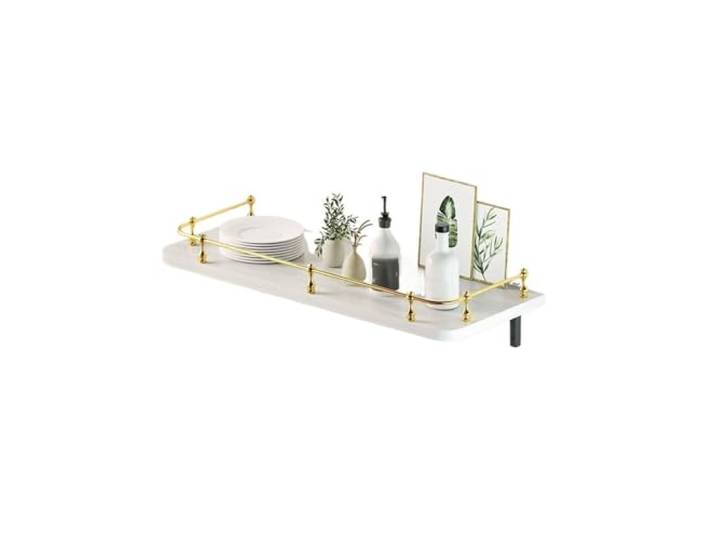 Küche Wall Shelving Home Wandmontierte schwebende Regale(Weiß,Groß)