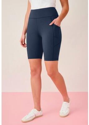 Plus Size Women's Plus Size Soft Sculpt Pull-On Side-Pocket Bike Shorts by Roaman's in Navy (Size 4X)