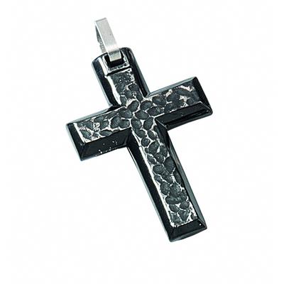 Kreuzkette ADELIA´S "Halskette - Herren Edelstahl Kreuzkette mit Kreuz Anhänger aus", silber, Halsketten, Herren, Edelstahl, Kreuzkette, Schmuckset mit bis 45 cm stufenlos verstellbarer 925 Silber Halskette