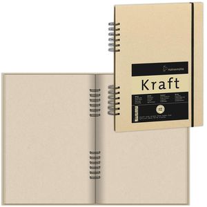 Hahnemühle Skizzenbuch 10628781 Kraft, A4 hoch, 120 g/m², ocker, Spiralbindung, 80 Blatt