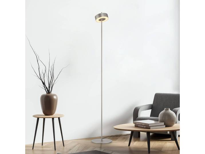 Q-Smart-Home Paul Neuhaus Smart-LED-Stehleuchte Q-Rotate aluminium 140 cm Q-Rotate, dimmbar, alu / grau / zink, für Wohn- / Esszimmer, Aluminium, Modern