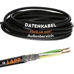 Lapp, Kabelleitung, 10 Meter 1030457 LiYCY geschirmte Steuerleitung 10x0,14 mm2 I UV-resistent I Signalkabel 10 adr (10 m)