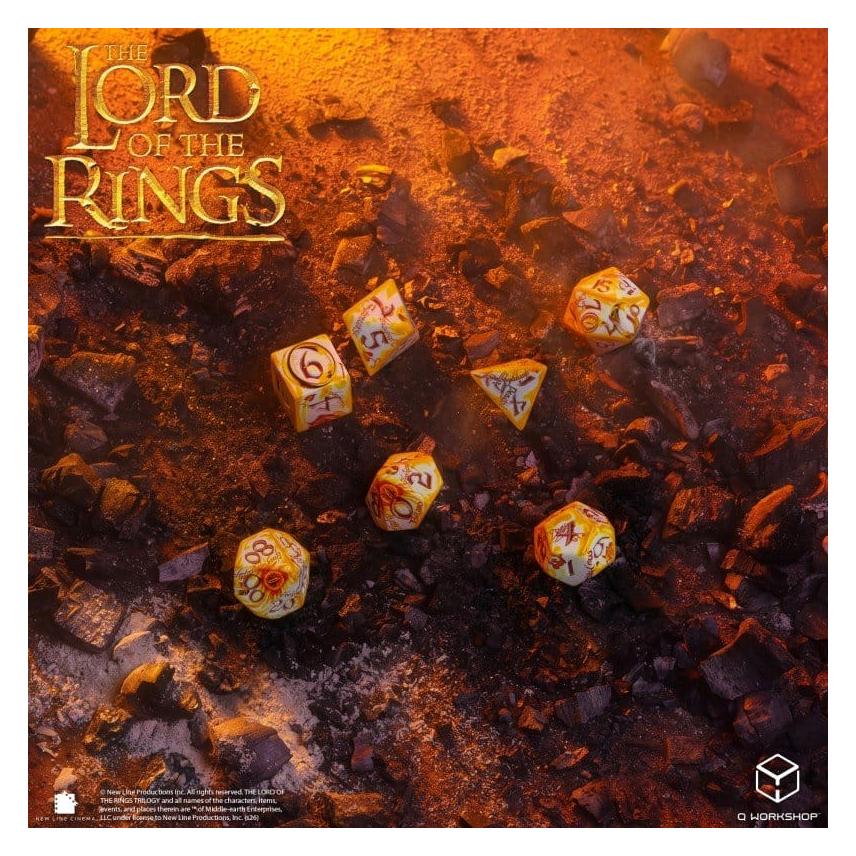 Q Workshop Full Art Dice Set - The Lord of the Rings: Ring-bearers - Whitefire Radiance (QWS49908)