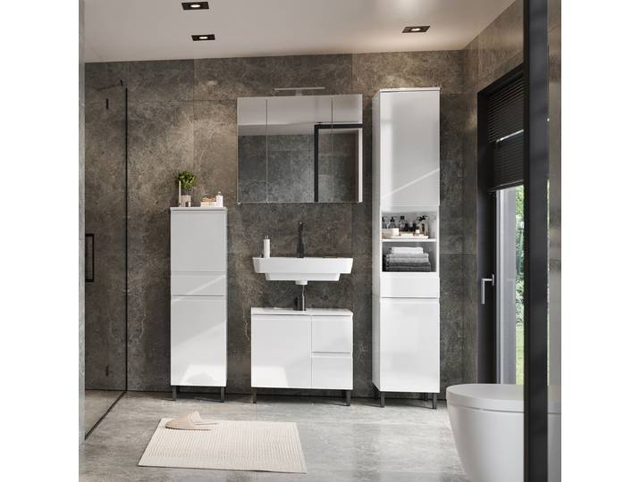 Meuble sous-vasque Salinas 1 porte 60 x 56 x 34cm Blanc/Blanc