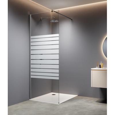 Walk-in-Dusche WELLTIME "Tropea Banda", transparent (silberfarben), B:80cm H:195cm, Duschwände, 8mm Starke Scheibe mit Streifendekor