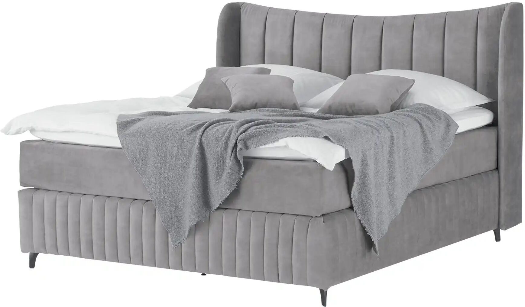 Kings and Queens Boxspringbett  Uldur ¦ grau ¦ Maße (cm): B: 174 H: 122