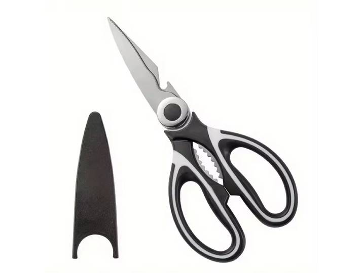 CHPN - Multifunctionele keukenschaar - RVS Schaar met beschermhoes - Met notenkraker - Flesopener - Keuken schaar - Vleesschaar - Groenteschaar - 21CM