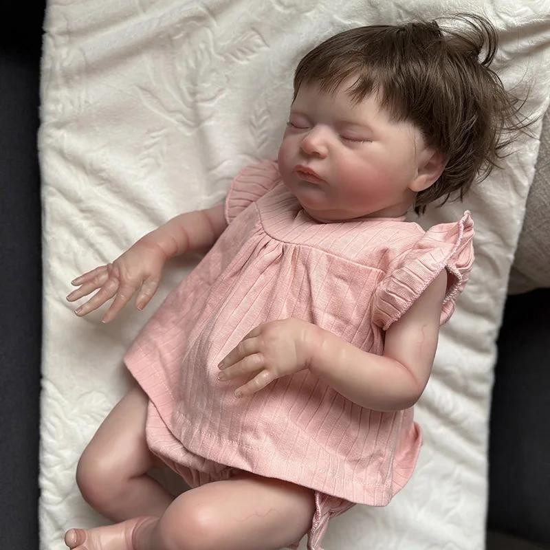 Youjia Reborn-pop Slapende Baby Laura met Handgeplaatst Haar en Levensechte Textuur