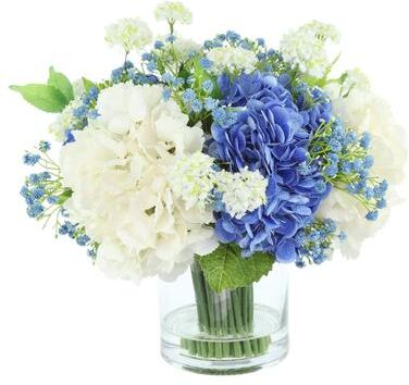 Creative Labs Classic Hydrangea and Baby's Breath Arrangement in Glass Vase