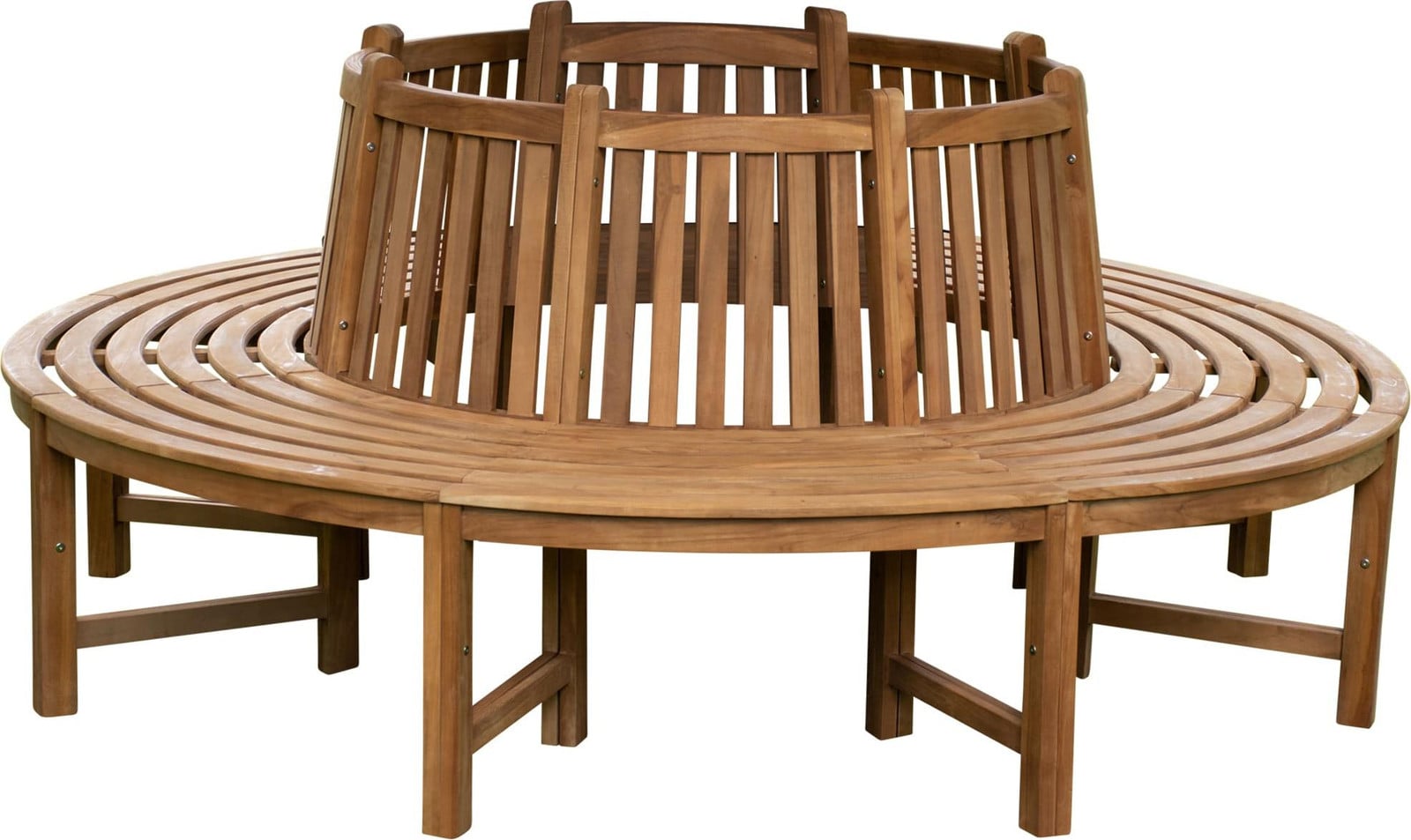CLP Baumbank Teak Nila ronde tuinbank met rugleuning, 360 graden draaibaar, bruin