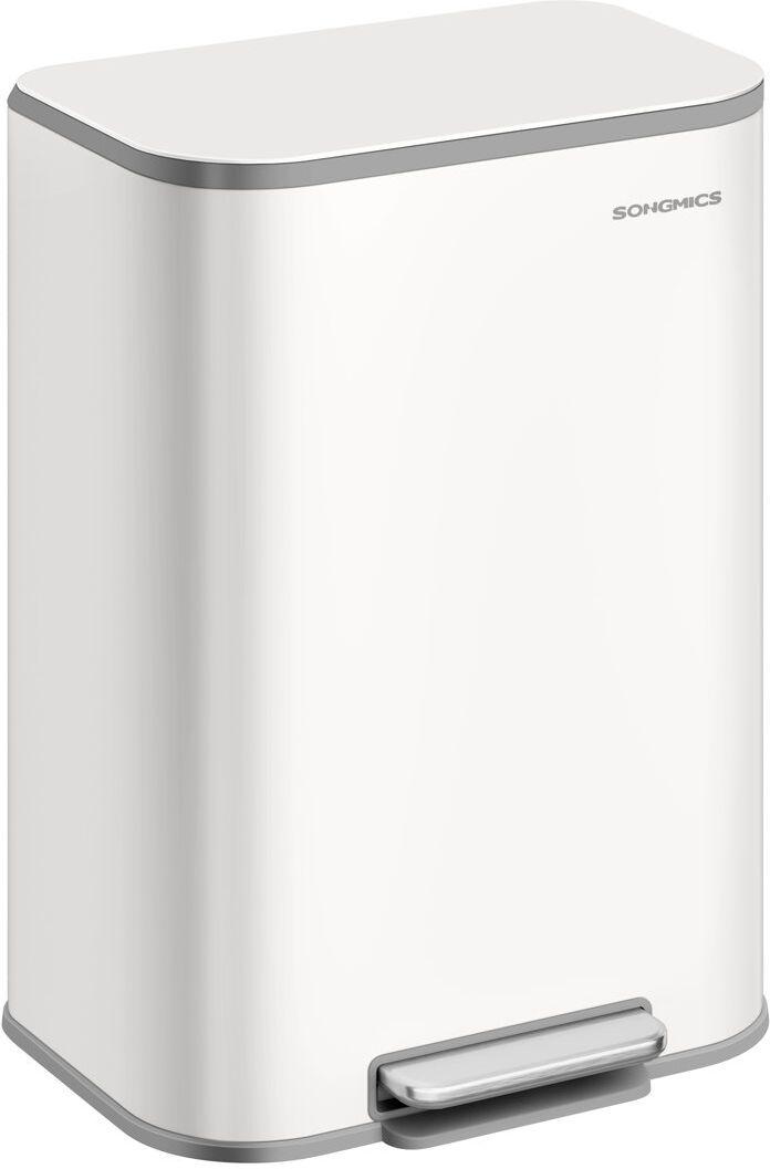 Songmics Step On Kitchen Trash Can Cloud White 50 L/61cm H x 35cm W x 45cm D