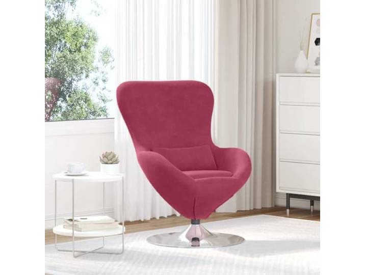 NLQMSU Sessel, Ei, Bordeaux, Velours, 360 Grad drehbar, für Wohnzimmer Weicher Samt, minimalistisches Design, stützende Armlehnen, einfache Reinigung durch Absaugen, fließende drehbare Basis
