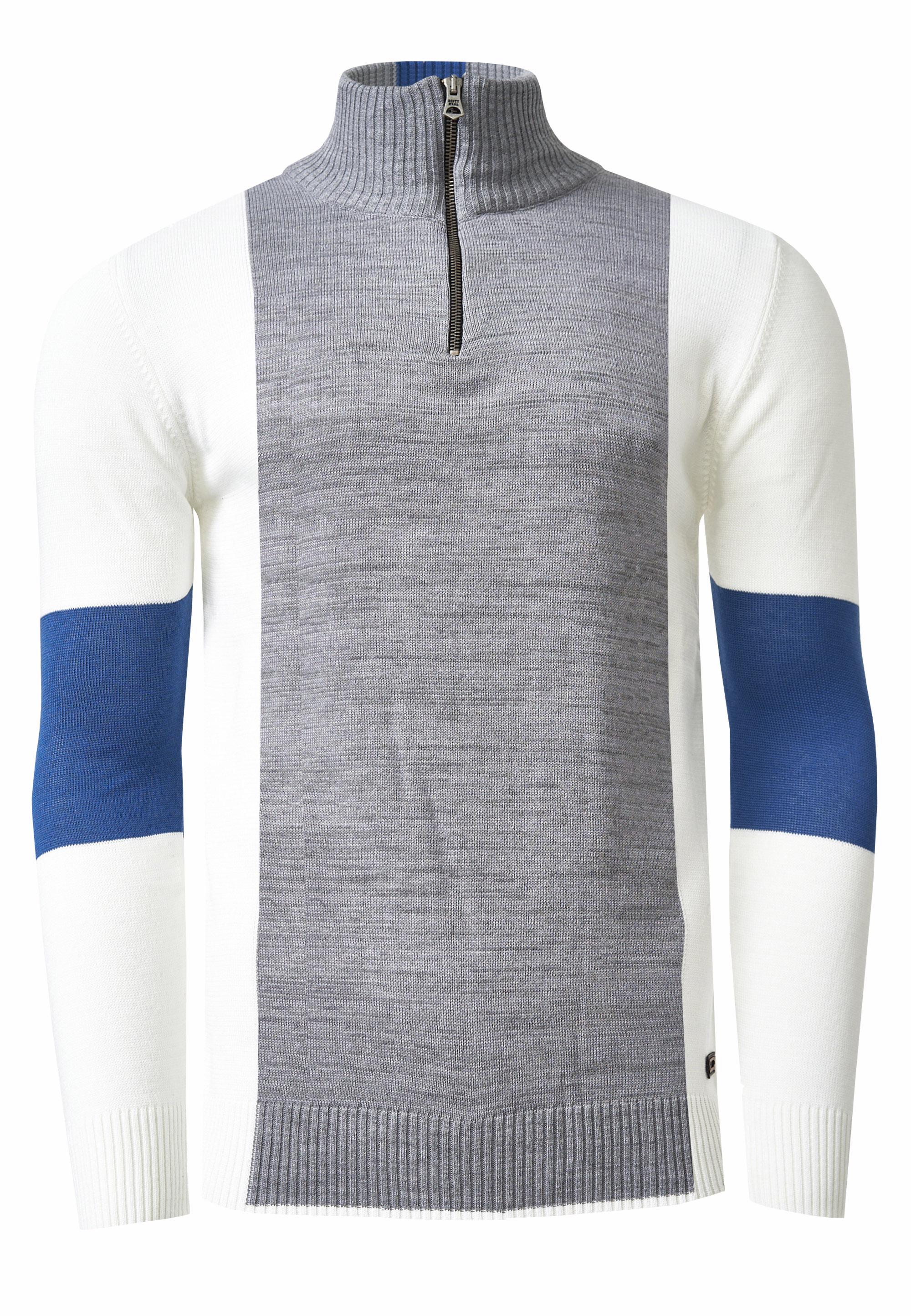 Feinstrick-Pullover im Colorblock-Stil mit Stehkragen