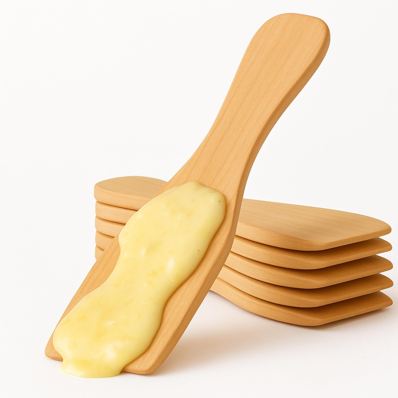 TK Gruppe Set van 10 houten raclette-schrapers en kaasspatels